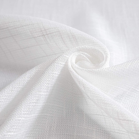 White Weave Sheer Curtains, 2 Panels @ 52"W x 108"L, Rod Pocket or Back Tab - Picture 5 of 9